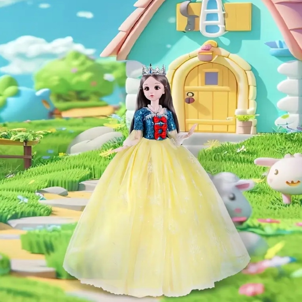 NEW! Blonde Princess Doll in Blue and Yellow Dress with Crown!